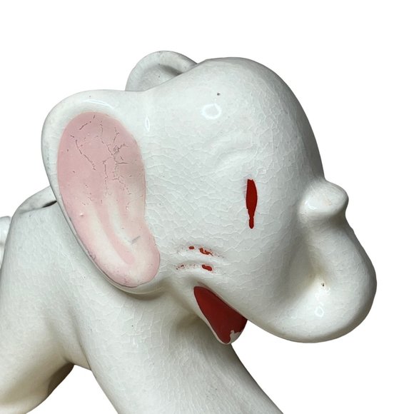 Vintage Ceramic Elephant Planter White 1940's - Picture 7 of 9